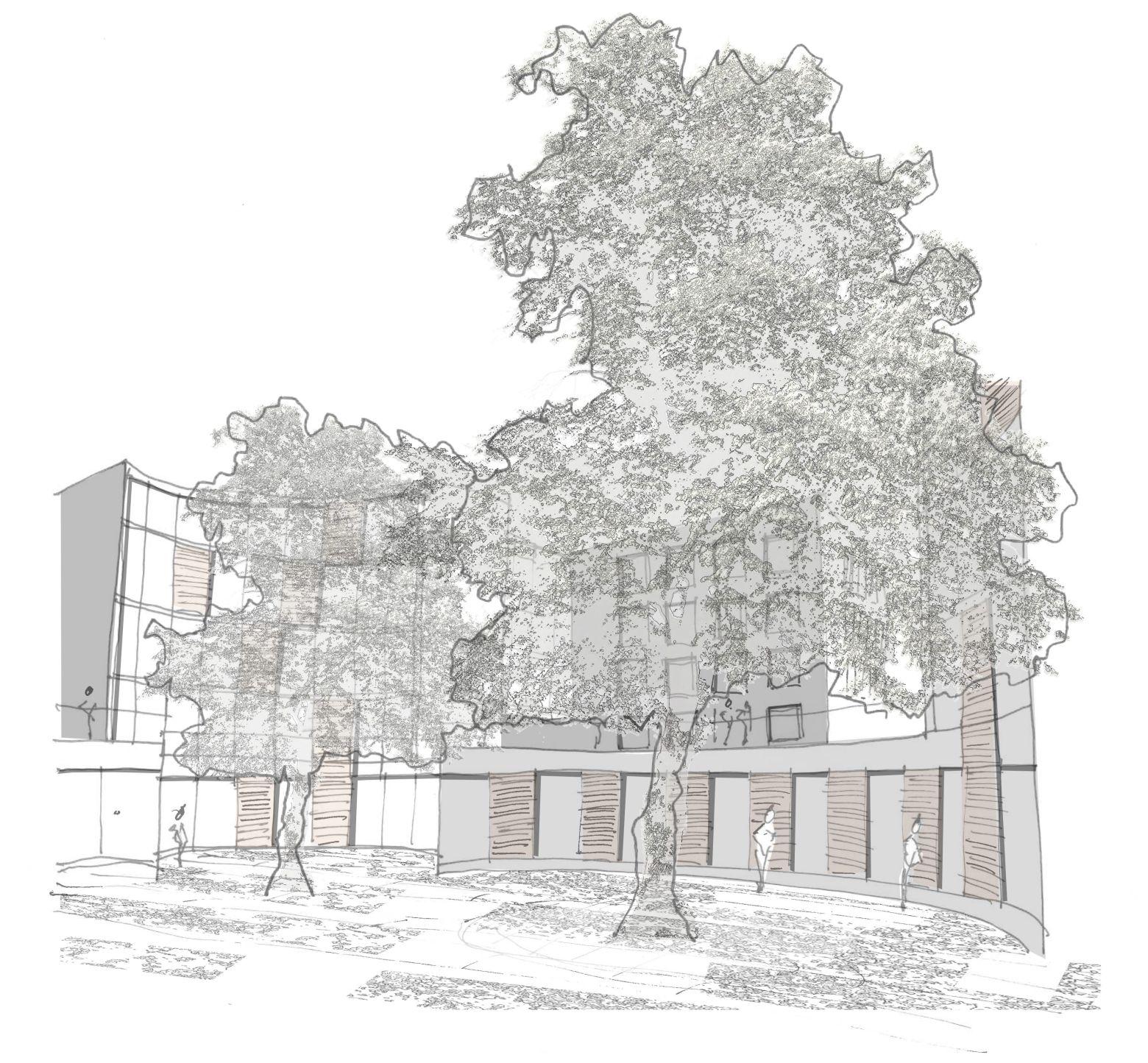 Skisse indre gaardsrom 8959bab467a44dfd4688020ad8a7170c